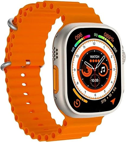 Latest Ultra Series 8 Smart Watch for Android/iOS for Men & Women with Bluetooth Calling, Heart Rate, Sports Mode, Sleep Monitoring, IP68 Waterproof (Ocean Orange Watch)