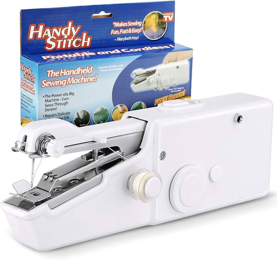 Sewing Machine Handy Stitch Electric Mini Portable Cordless Stitching Handheld Manual Sillai Machine Portable White Sewing Machine for Home Tailoring, Hand Machine