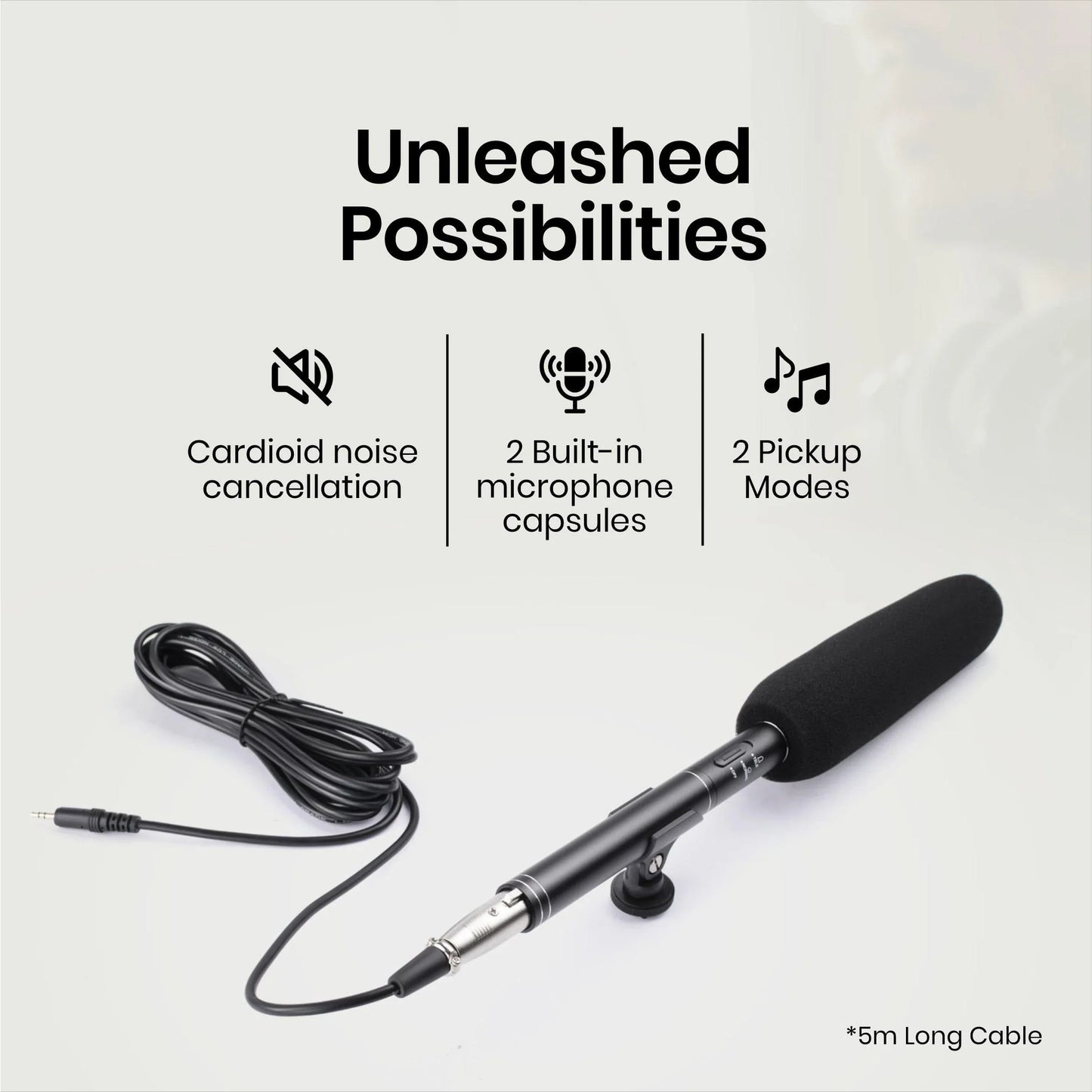 Unidirectional Interview Microphone for Smartphone & DSLR Camera